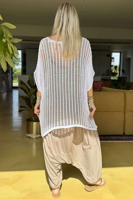 Made in Italy Fisherman Layering Knit White